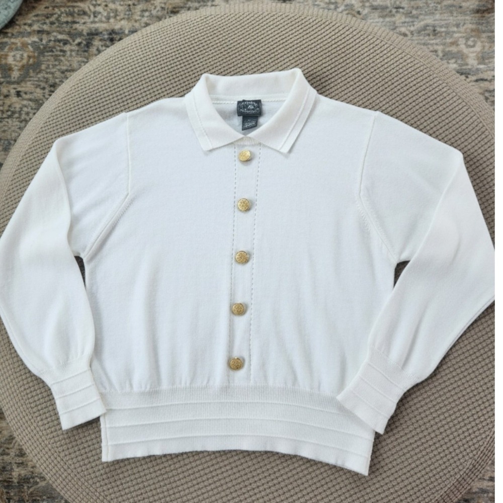 Old Money,‎ Preppy, Academia, Coquette,  Grandmother White Sweater Vintage MP